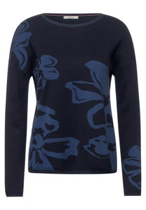 301786- Navy Flower Jumper - Cecil