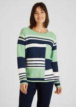 Load image into Gallery viewer, 111615- Rabe Crew Neck Knit Jumper- Green/Navy