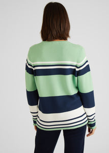 111615- Rabe Crew Neck Knit Jumper- Green/Navy