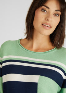 111615- Rabe Crew Neck Knit Jumper- Green/Navy