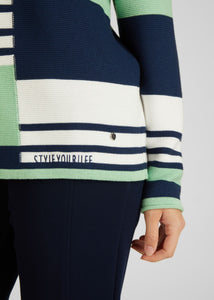 111615- Rabe Crew Neck Knit Jumper- Green/Navy