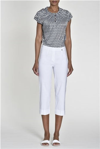 Robell Marie Crop Trousers- White
