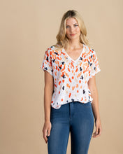 Load image into Gallery viewer, 6947- Marble V Neck Speck Detail Top- Coral