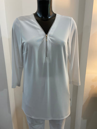 Watercolours Zip Front Top- White