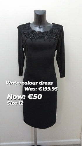 W114 Watercolours Black Pearl Design Dress