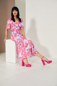 22130 Kate Cooper Floral V Neck W/ Cut-out