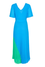 Load image into Gallery viewer, 23136-Kate Cooper Pleated Dress with Colour Panel- Ocean Blue