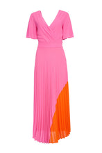 Load image into Gallery viewer, 23136-Kate Cooper Pleated Dress with Colour Panel- Bubblegum Pink