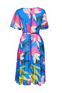 23140- Kate Cooper V Neck Floral Print Dress