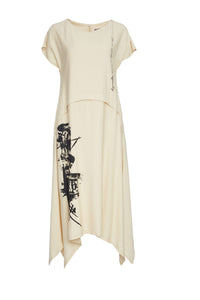 169 Dress with Placement Print Skirt- Naya