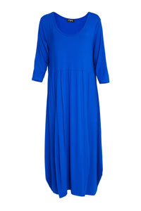 138- Dress with Pleat Skirt & Sleeves Royal- Ora
