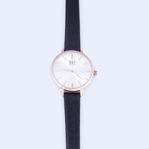 Classic Rose Gold & Black Watch- Knight & Day Jewellery