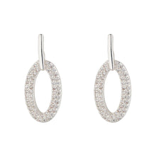 Load image into Gallery viewer, Silver Oval Drop Earrings- Knight &amp; Day Jewellery