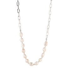 Load image into Gallery viewer, Freshwater Pearl &amp; Paperclip Chain Necklace, Silver- Knight &amp; Day Jewellery