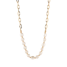 Load image into Gallery viewer, Freshwater Pearl &amp; Paperclip Chain Necklace, Gold- Knight &amp; Day Jewellery