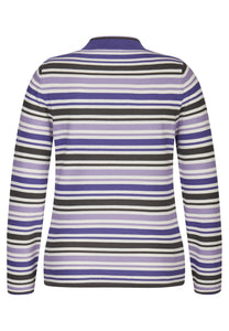 124622- Purple Stripe Fine Knit Sweater - Rabe