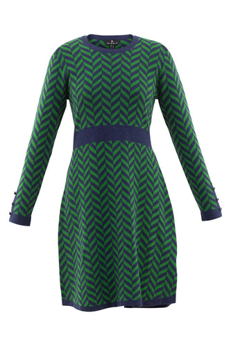 6708- Marble Jumper Dress- Green/Navy