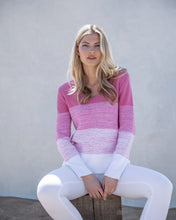 Load image into Gallery viewer, 6563- Pink Stripe V-Neck Sweater- Marble