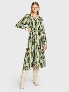 1212- Green Print Dress- Fransa