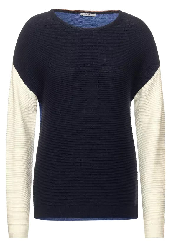 301819- Navy Colourblock  Jumper- Cecil