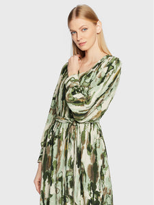 1212- Green Print Dress- Fransa