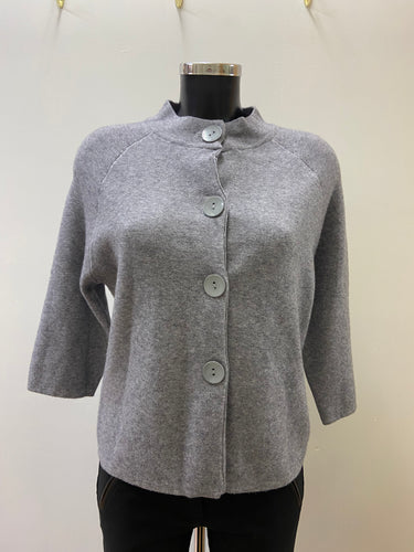 17216 DECK Button Cardigan- Grey