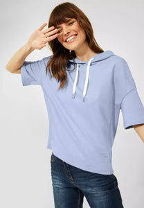 301863- Short Sleeve Blue Hoodie - Cecil