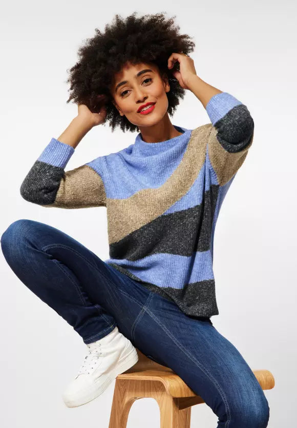 302035 - Blue Colour Block Jumper - Street One