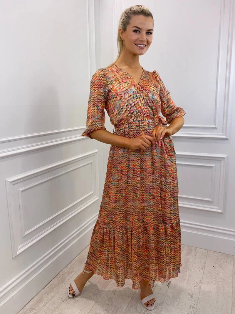 Kate & pippa Modena dress Orange Chevron Pring