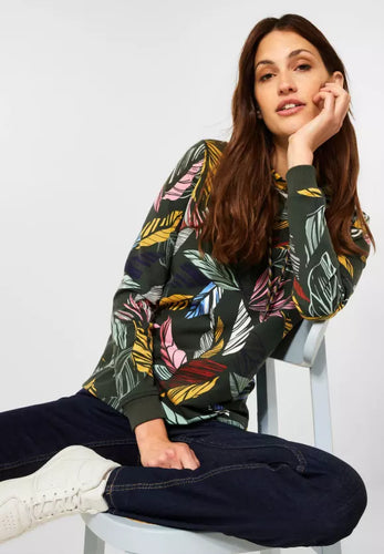 318785- High Neck Print Jumper - Cecil