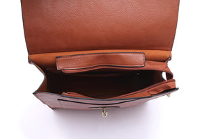 21601- Flap Over Crossbody Bag- Brown