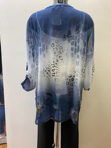 20117 DECK Blouse with Cami Vest- Blue Mix