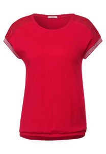 318311- Red Mesh Sleeve T-Shirt- Cecil