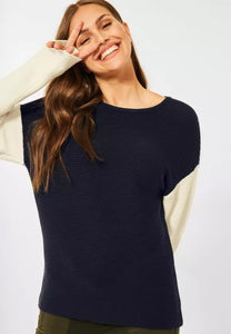 301819- Navy Colourblock  Jumper- Cecil