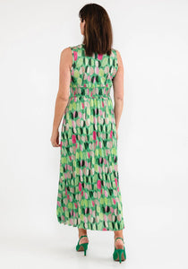 922180-Green/Pink Print Dress - Deck