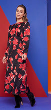 Load image into Gallery viewer, 22155 Kate Cooper Poppy Print Dress- Black/Red