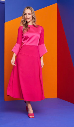 22129 Kate Cooper Satin Panel Dress- Cerise Pink