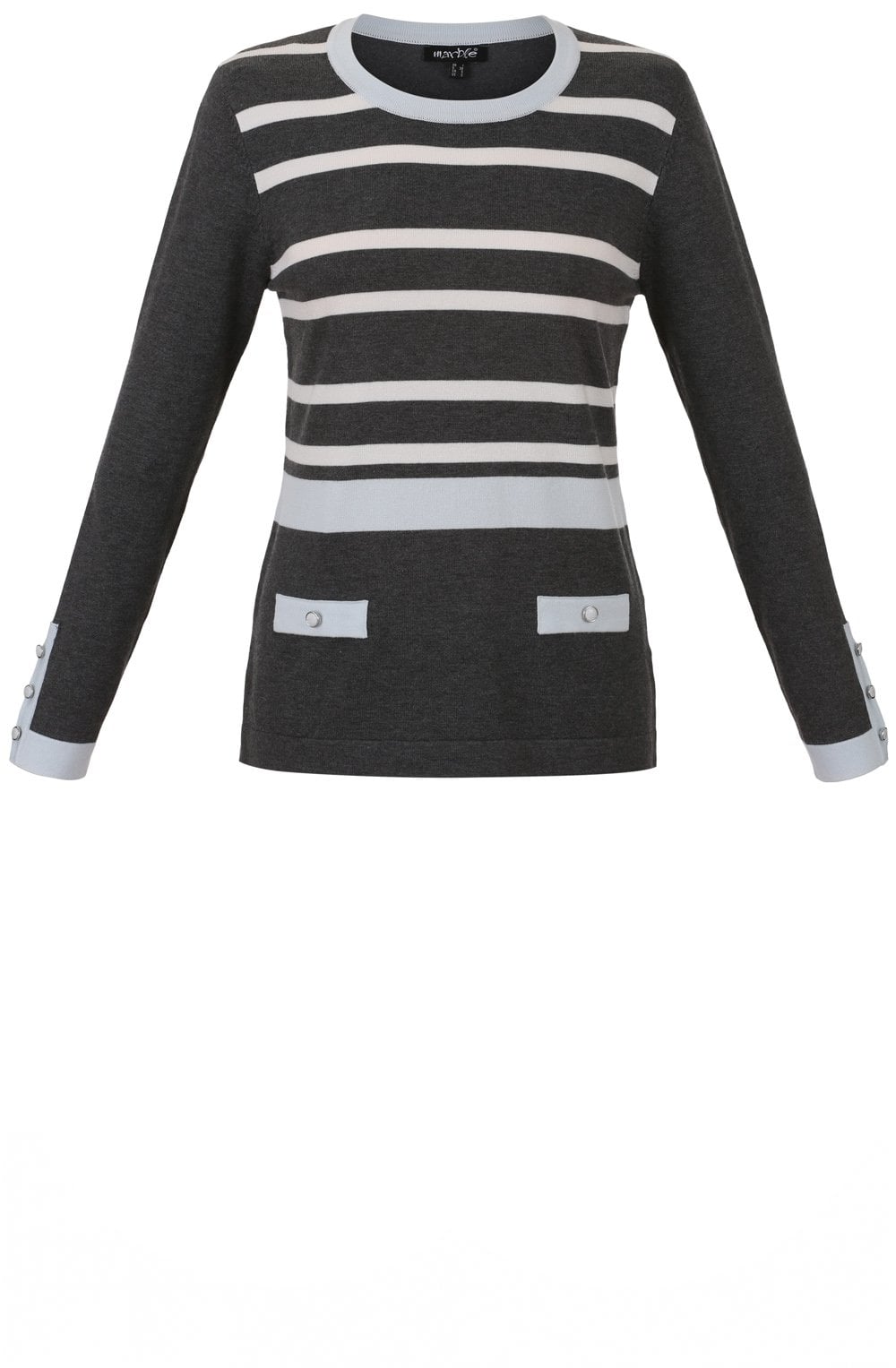 6326- Black Grey Stripe Jumper- Marble