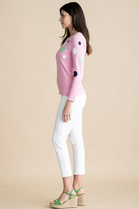 7018- Marble Knit Polka Dot Jumper- Pink