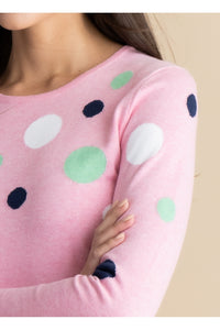 7018- Marble Knit Polka Dot Jumper- Pink